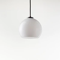Arren Black Single Pendant Light with Milk Round Shade