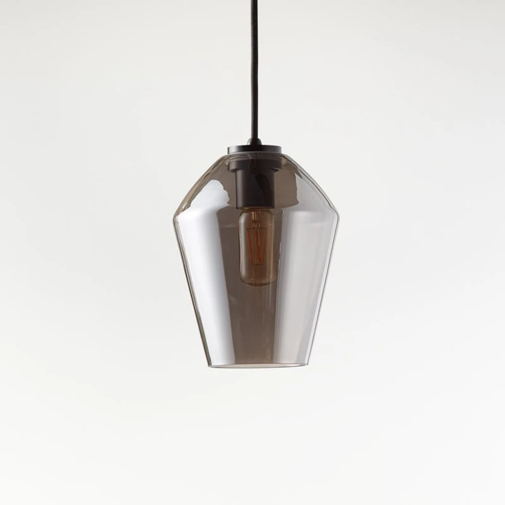 Arren Black Single Pendant Light with Silver Angled Shade
