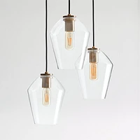 Arren Brass 3-Light Round Pendant with Angled Clear Glass Shades