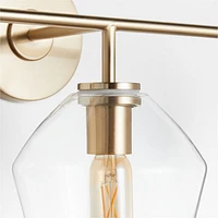 Arren Brass 3-Light Wall Sconce with Clear Angled Shades