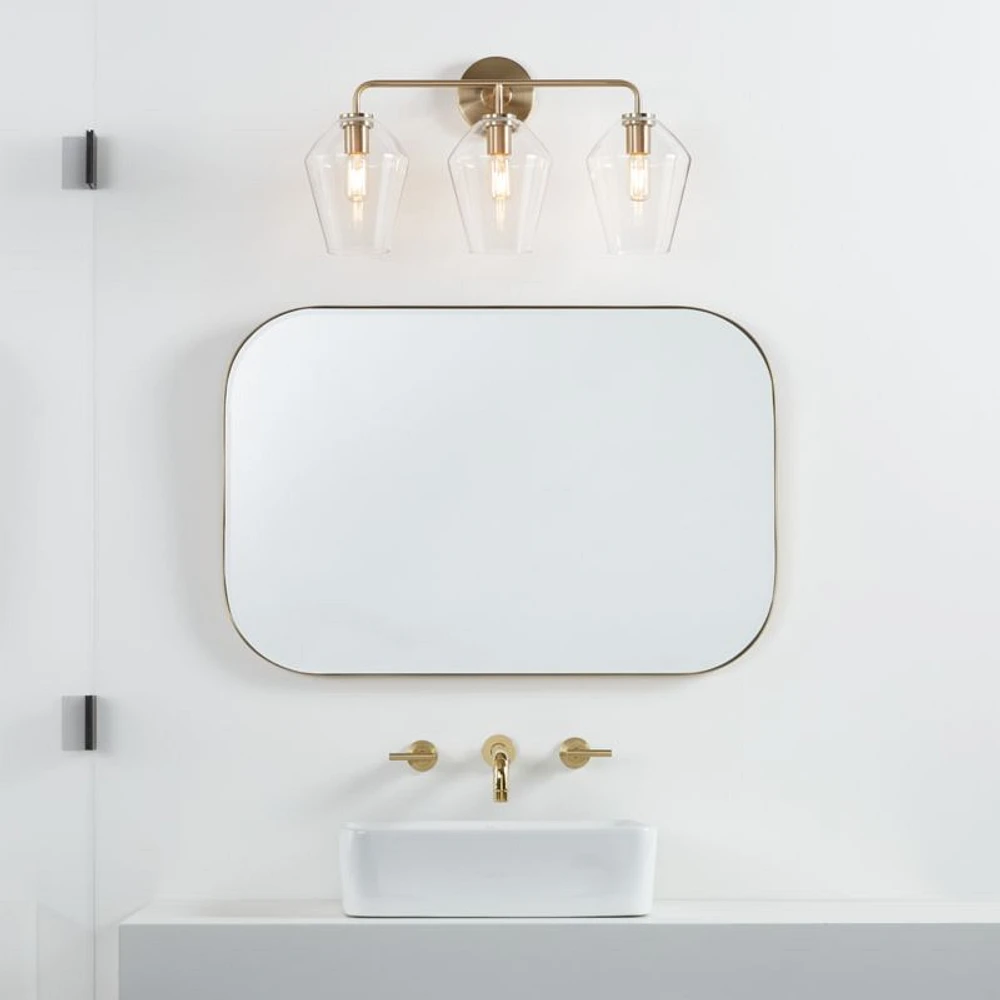 Arren Brass 3-Light Wall Sconce with Clear Angled Shades