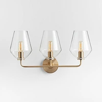 Arren Brass 3-Light Wall Sconce with Clear Angled Shades