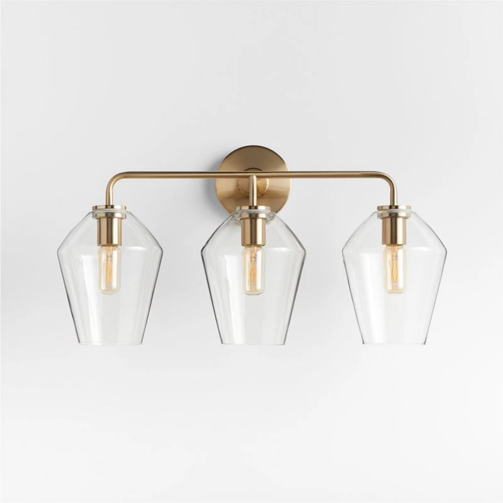 Arren Brass 3-Light Wall Sconce with Clear Angled Shades