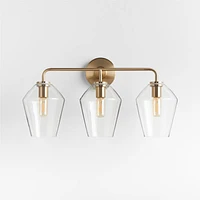 Arren Brass 3-Light Wall Sconce with Clear Angled Shades