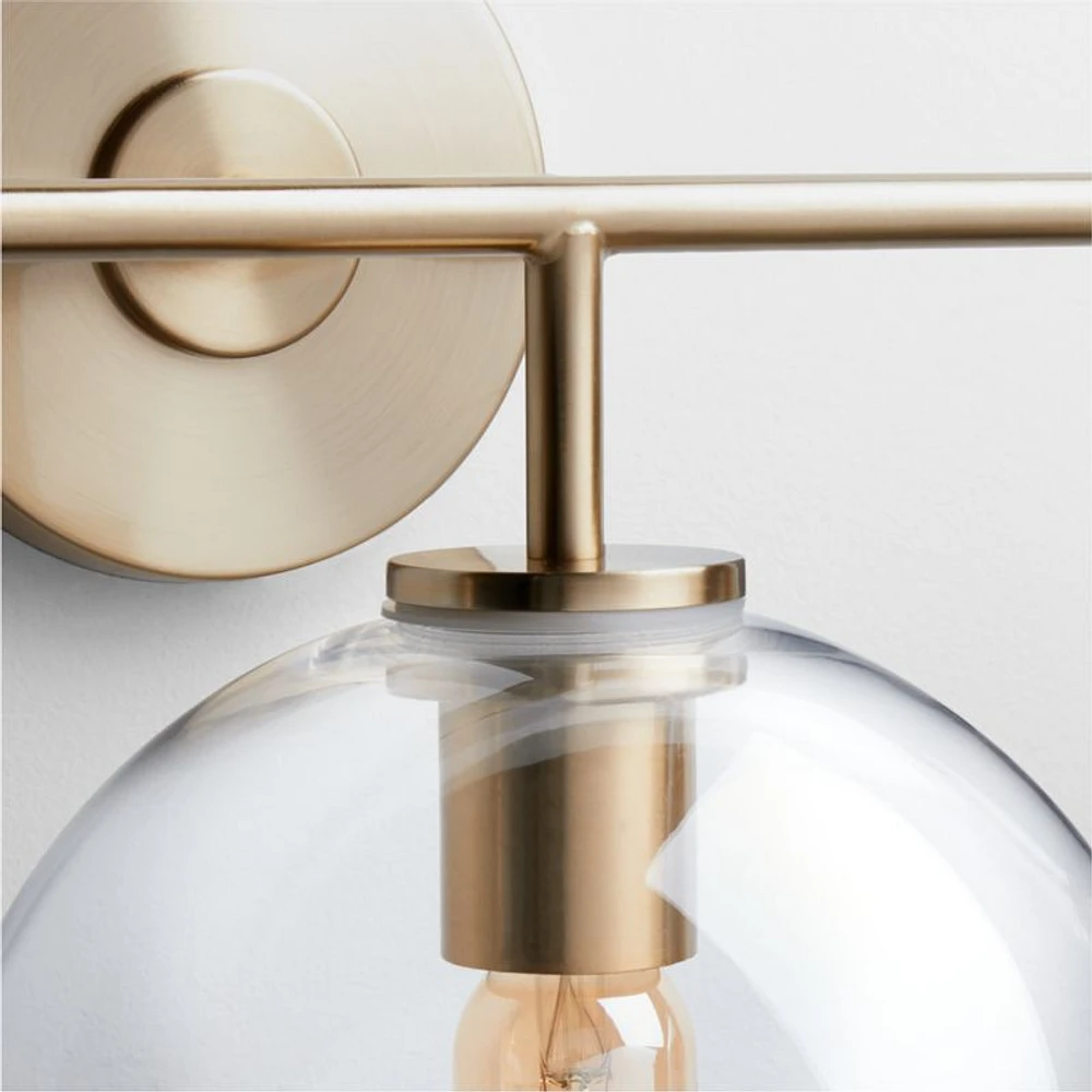 Arren Brass 3-Light Wall Sconce with Clear Round Shades