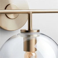 Arren Brass 3-Light Wall Sconce with Clear Round Shades