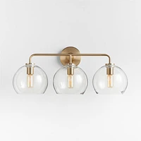 Arren Brass 3-Light Wall Sconce with Clear Round Shades