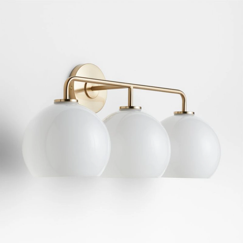 Arren Brass 3-Light Wall Sconce with Milk Round Shades