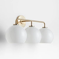 Arren Brass 3-Light Wall Sconce with Milk Round Shades
