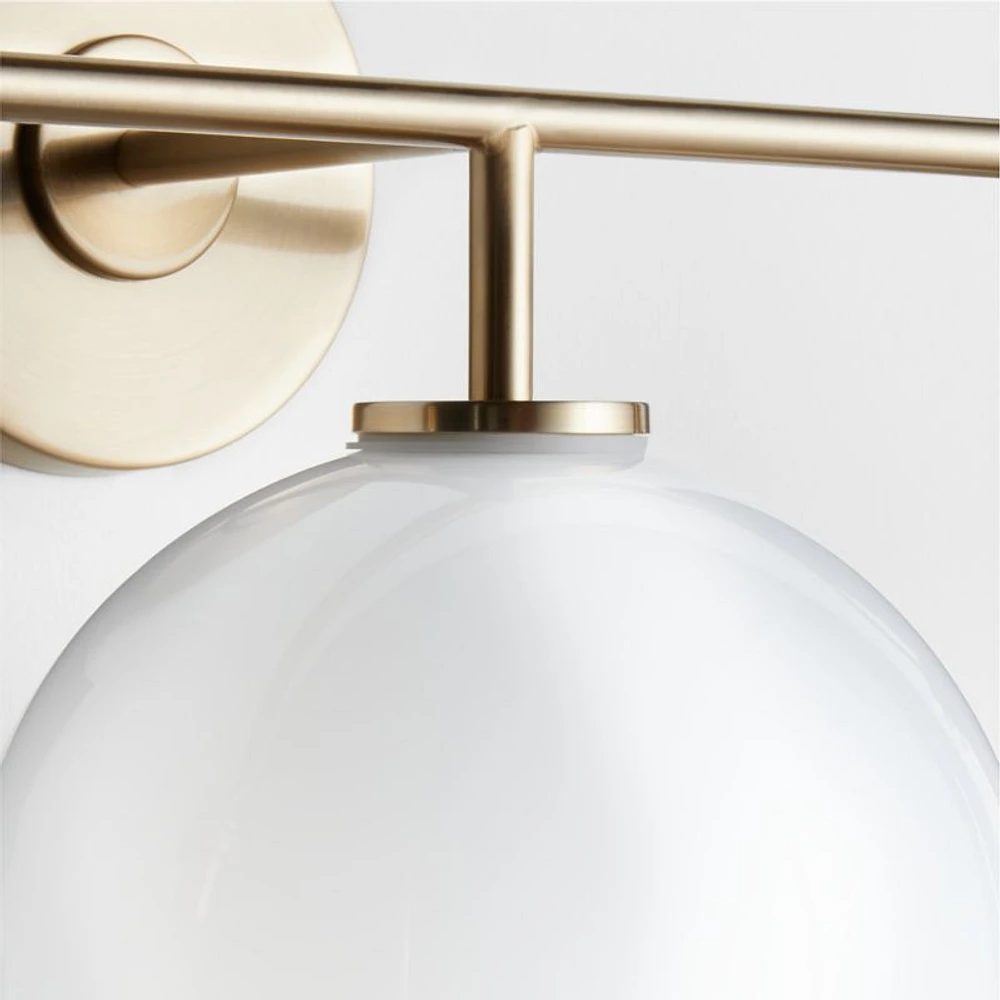 Arren Brass 3-Light Wall Sconce with Milk Round Shades