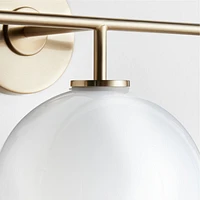 Arren Brass 3-Light Wall Sconce with Milk Round Shades