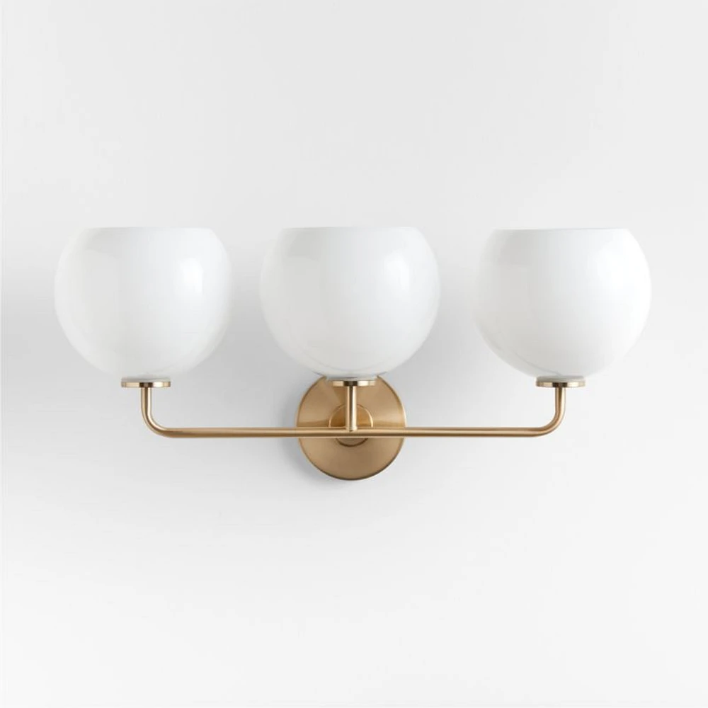 Arren Brass 3-Light Wall Sconce with Milk Round Shades