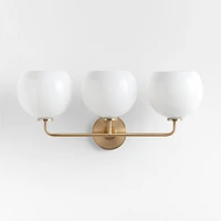 Arren Brass 3-Light Wall Sconce with Milk Round Shades