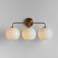 Arren Brass 3-Light Wall Sconce with Milk Round Shades