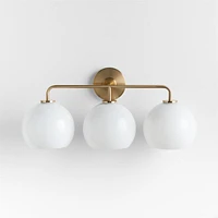 Arren Brass 3-Light Wall Sconce with Milk Round Shades