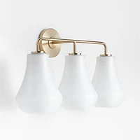 Arren Brass 3-Light Wall Sconce with Milk Teardrop Shades