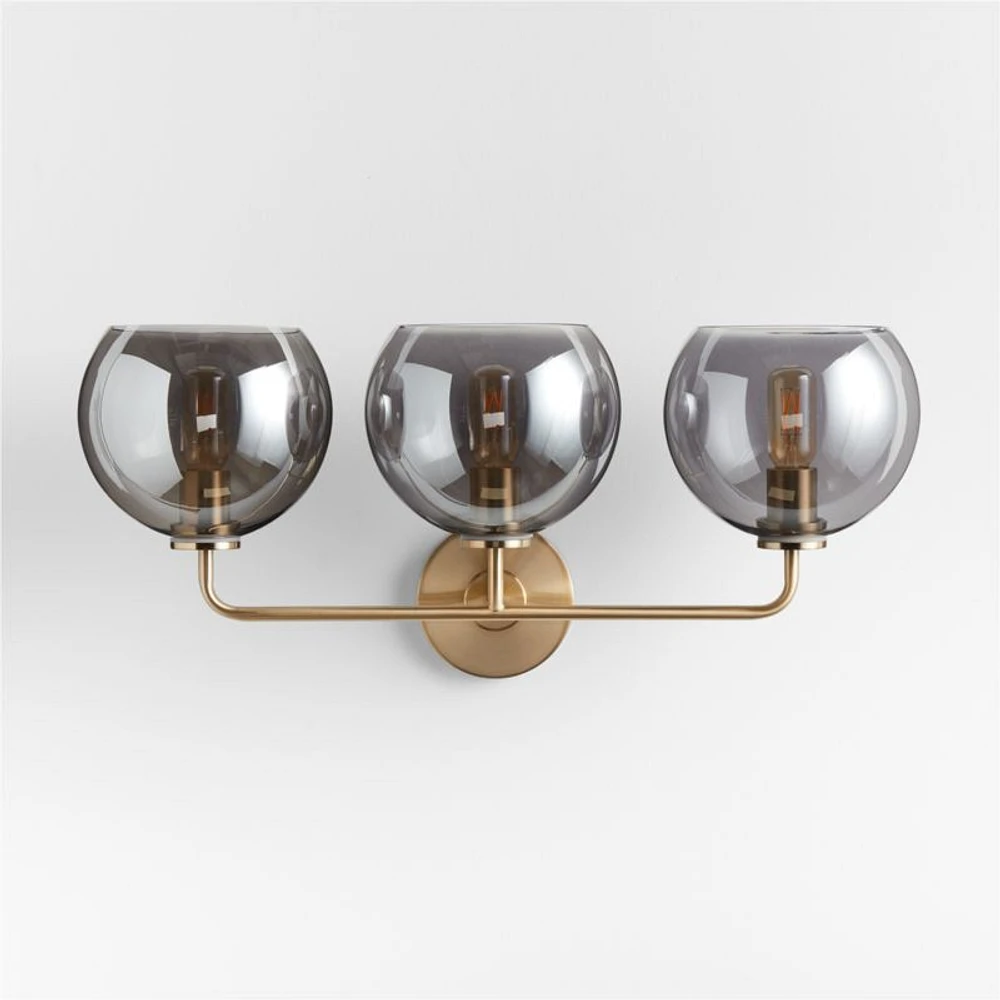 Arren Brass 3-Light Wall Sconce with Silver Round Shades