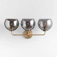 Arren Brass 3-Light Wall Sconce with Silver Round Shades