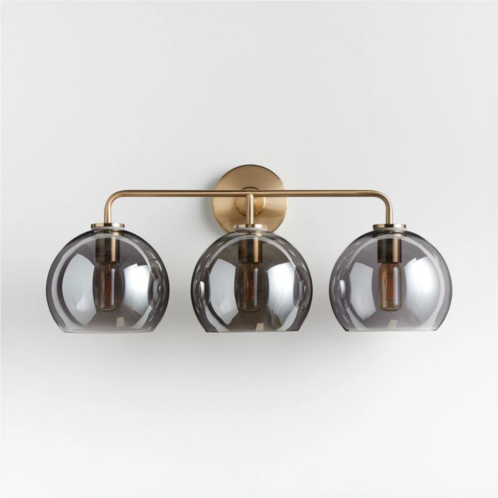 Arren Brass 3-Light Wall Sconce with Silver Round Shades