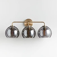 Arren Brass 3-Light Wall Sconce with Silver Round Shades
