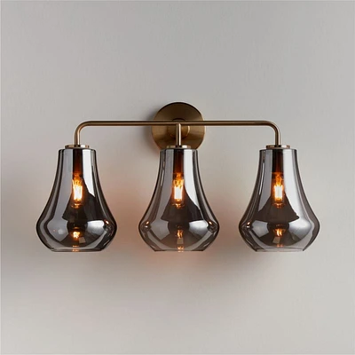 Arren Brass 3-Light Wall Sconce with Silver Teardrop Shades