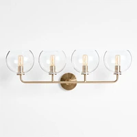 Arren Brass 4-Light Wall Sconce Light with Clear Glass Round Shade
