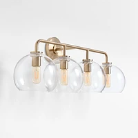 Arren Brass 4-Light Wall Sconce Light with Clear Glass Round Shade