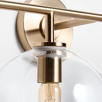 Arren Brass 4-Light Wall Sconce Light with Clear Glass Round Shade