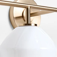 Arren Brass 4-Light Wall Sconce Light with Milk Glass Angled Shade