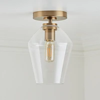 Arren Brass Flush Mount Light with Clear Angled Shade