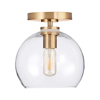 Arren Brass Flush Mount Light with Clear Round Shade