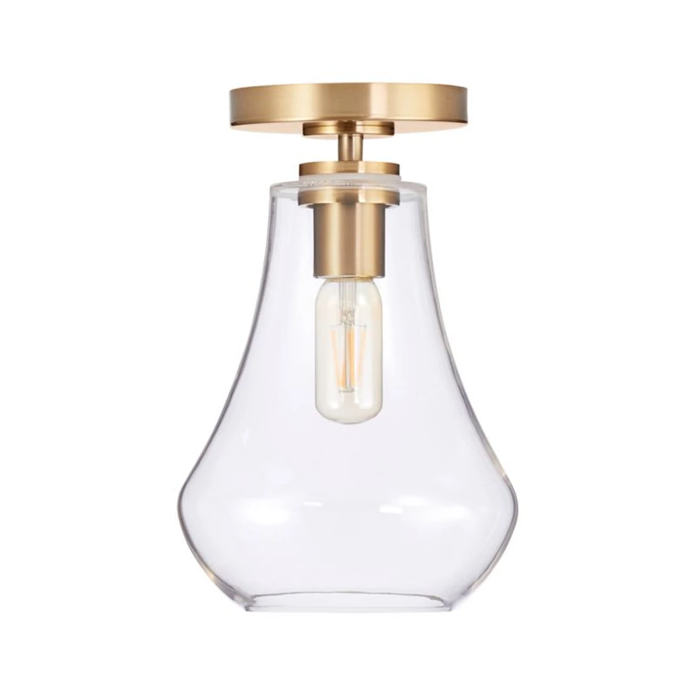 Arren Brass Flush Mount Light with Clear Teardrop Shade