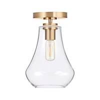 Arren Brass Flush Mount Light with Clear Teardrop Shade