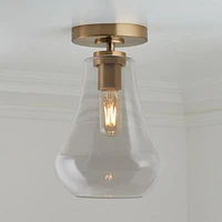 Arren Brass Flush Mount Light with Clear Teardrop Shade