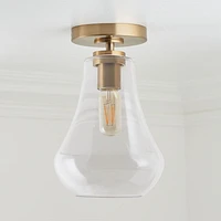 Arren Brass Flush Mount Light with Clear Teardrop Shade