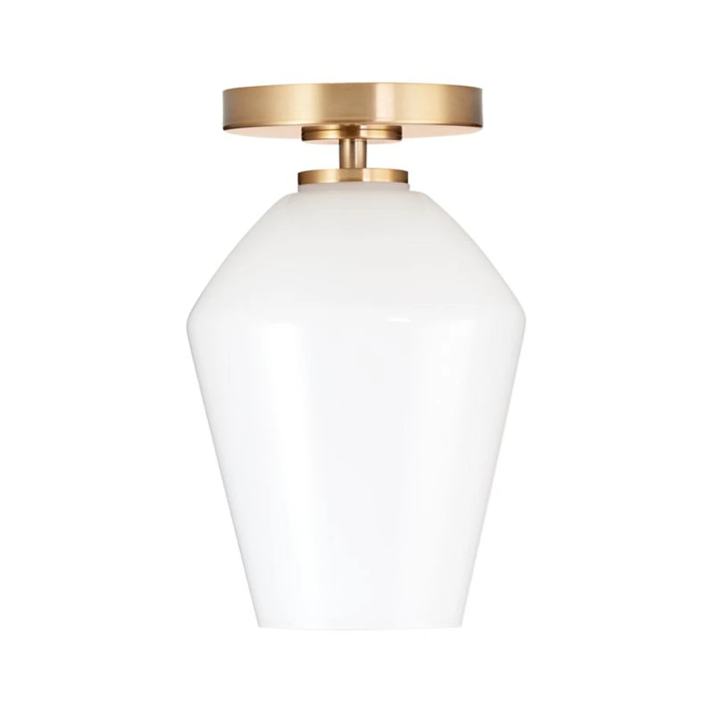 Arren Brass Flush Mount Light with Milk Angled Shade