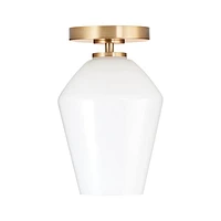 Arren Brass Flush Mount Light with Milk Angled Shade