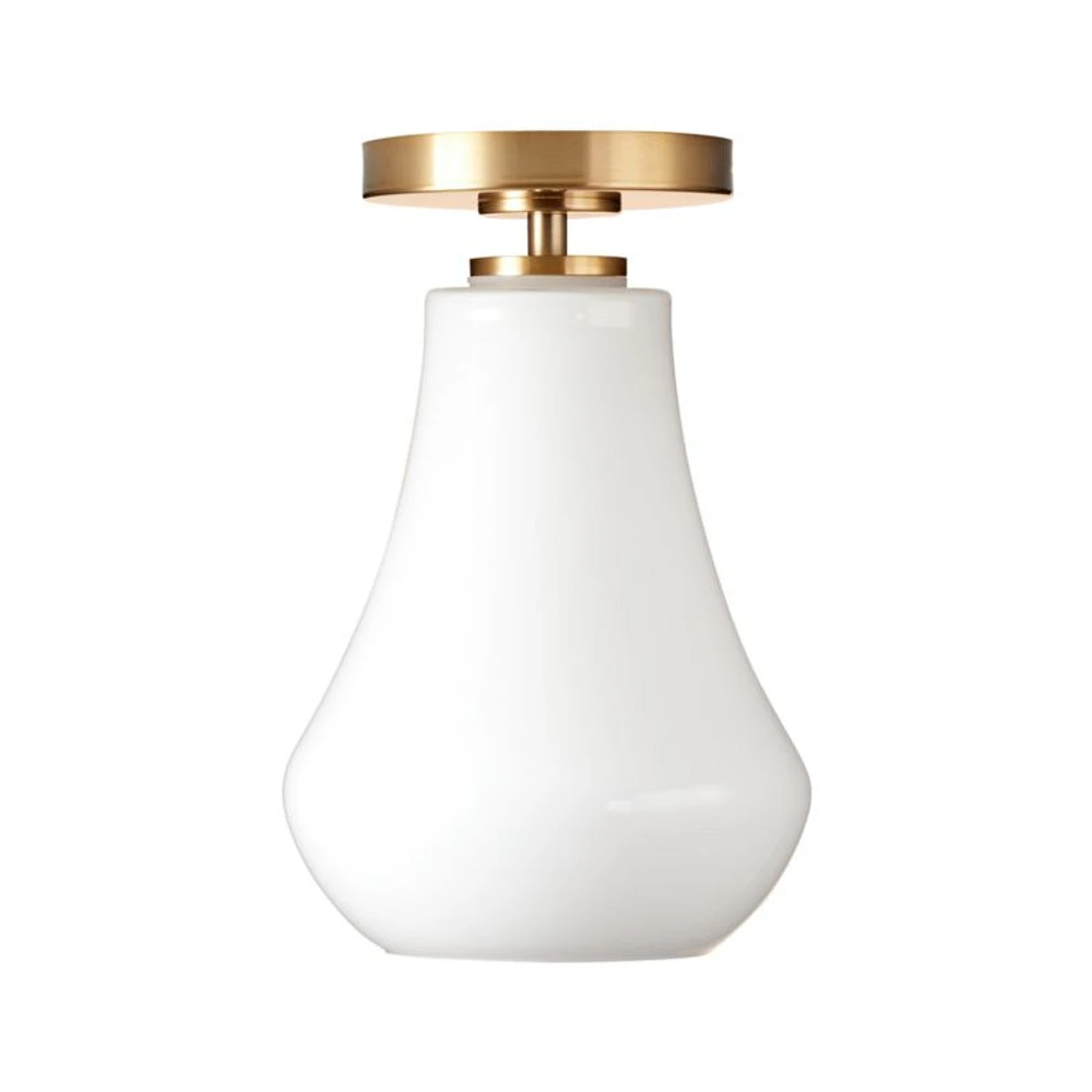 Arren Brass Flush Mount Light with Milk Teardrop Shade