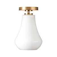 Arren Brass Flush Mount Light with Milk Teardrop Shade