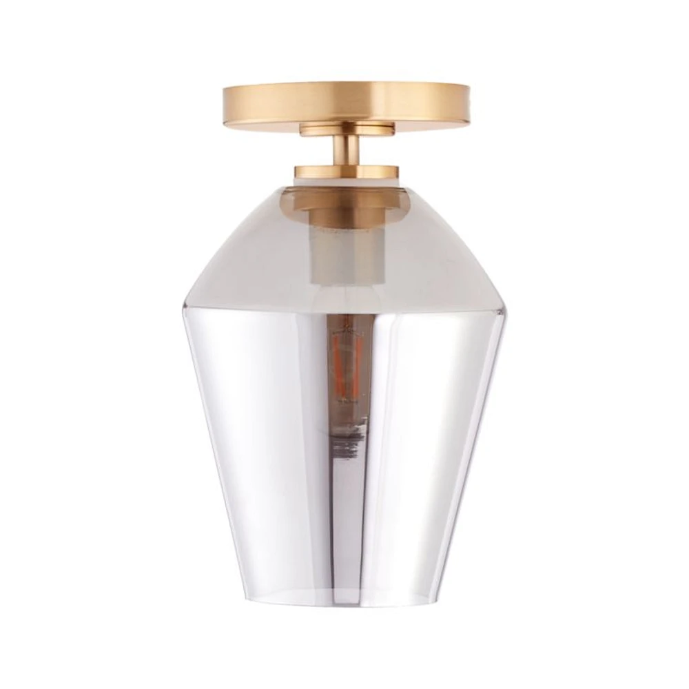Arren Brass Flush Mount Light with Silver Angled Shade
