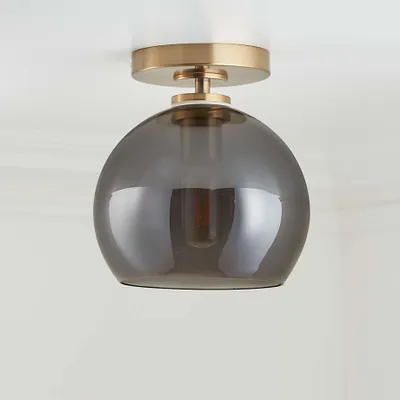 Arren Brass Flush Mount Light with Silver Round Shade