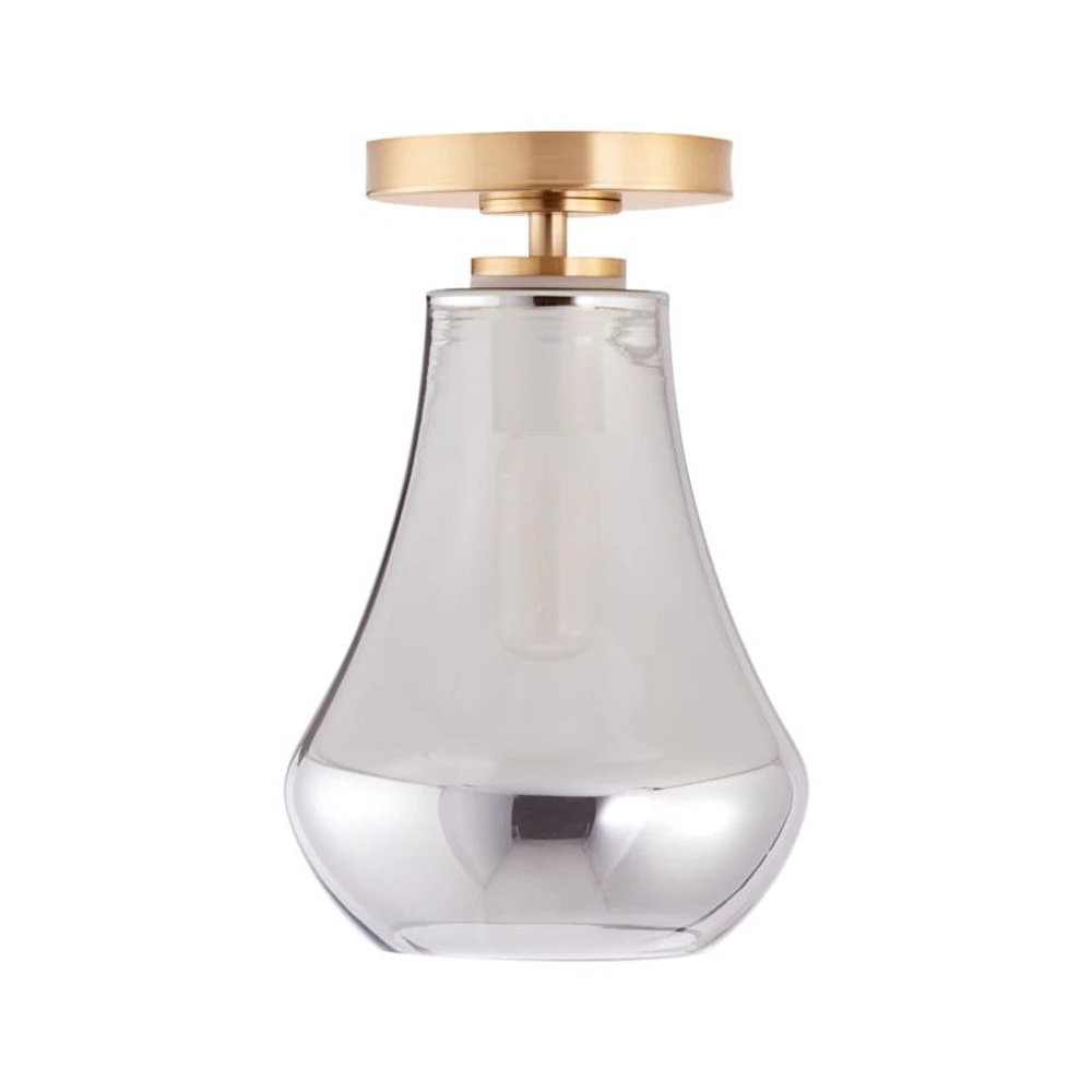 Arren Brass Flush Mount Light with Silver Teardrop Shade