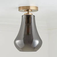 Arren Brass Flush Mount Light with Silver Teardrop Shade
