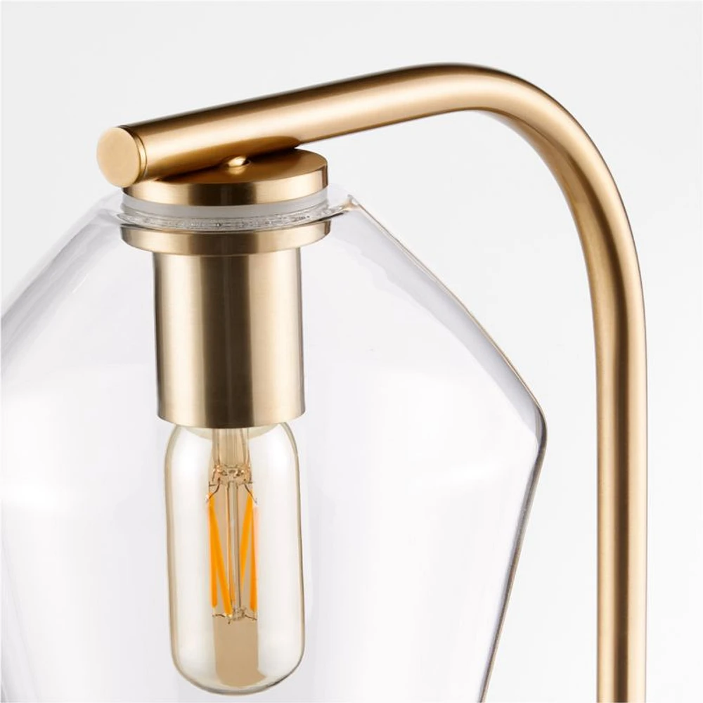 Arren Brass Floor Lamp with Clear Angled Shade 56"