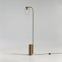 Arren Brass Floor Lamp with Clear Angled Shade 56"