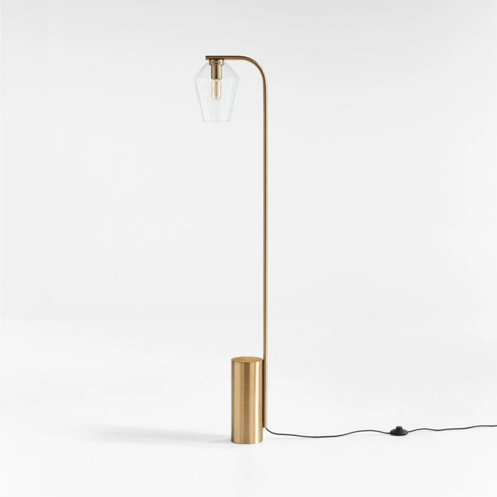 Arren Brass Floor Lamp with Clear Angled Shade 56"