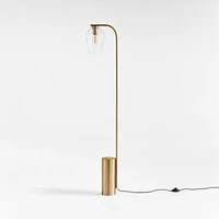Arren Brass Floor Lamp with Clear Angled Shade 56"