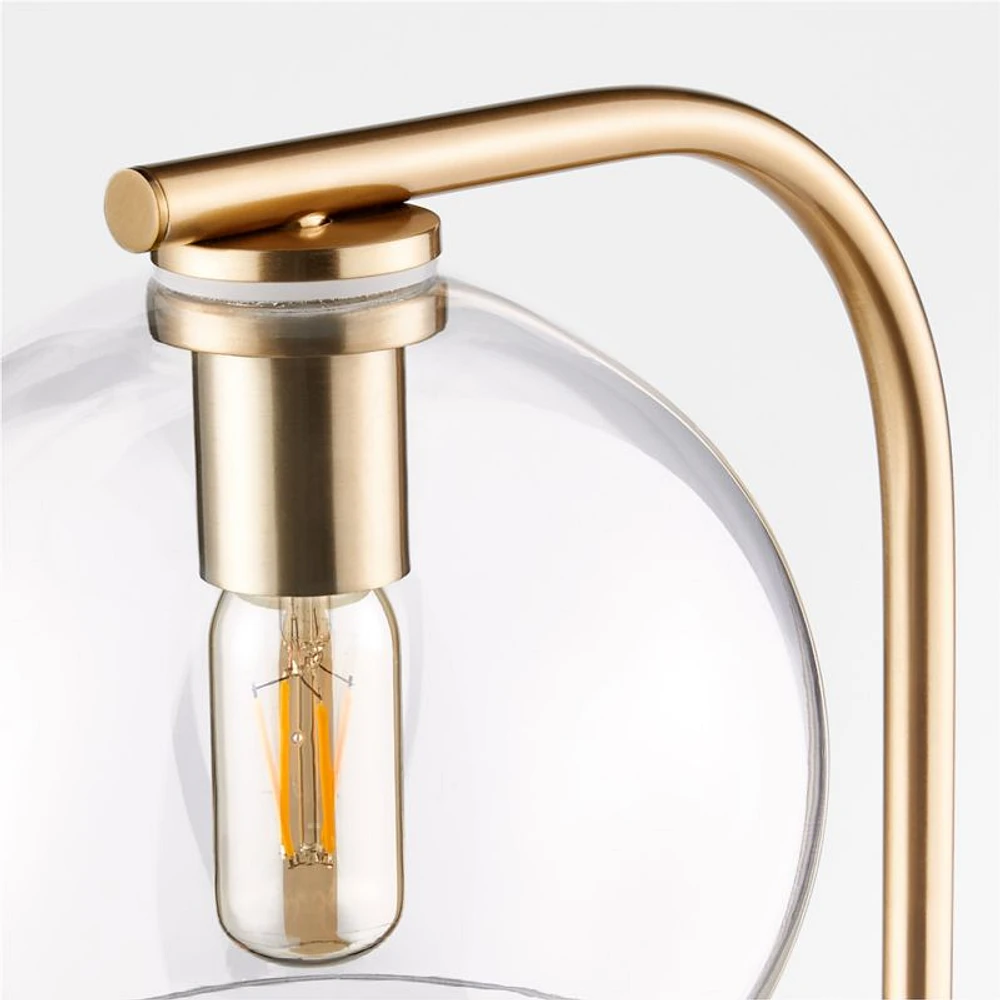 Arren Brass Floor Lamp with Clear Round Shade 56"