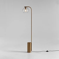 Arren Brass Floor Lamp with Clear Round Shade 56"