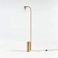 Arren Brass Floor Lamp with Clear Round Shade 56"